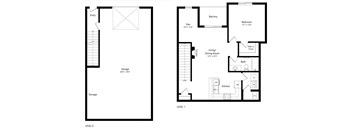 floor plan of a 1 bedroom apartment with attached garage