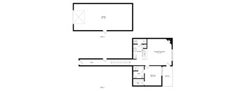 a floor plan of a 1 bedroom apartment with a bathroom, living room, and garage