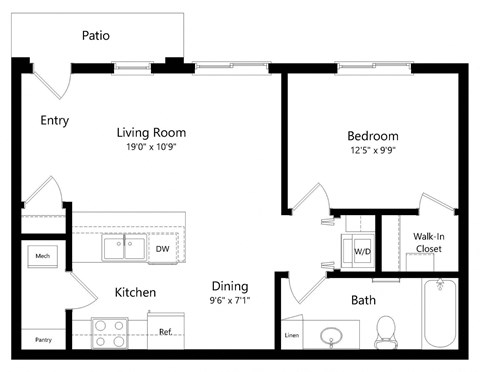 a floor plan of a house with a bedroom and a living room