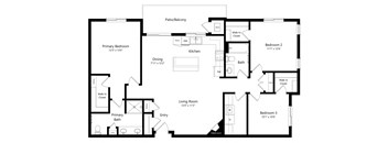 floor plan of a 3 bedroom apartment