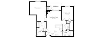 floor plan of a 2 bedroom apartment