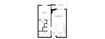 floor plan of a 1 bedroom apartment
