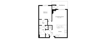 floor plan of a 1 bedroom apartment