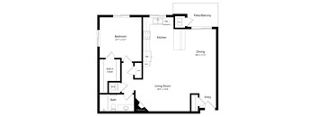 floor plan of a 1 bedroom apartment