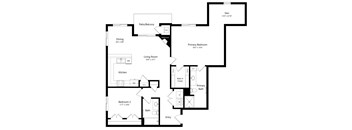 floor plan of a 2 bedroom apartment with large den