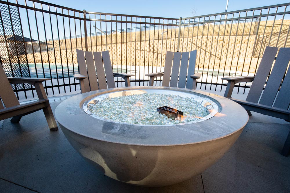 Outdoor firepit at North Pointe Villas luxury apartments in north Lincoln NE