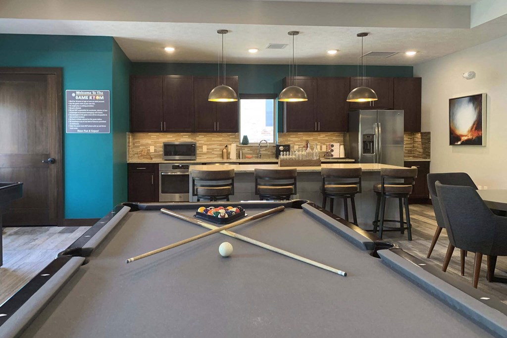 pool table in the North pointe villas clubhouse