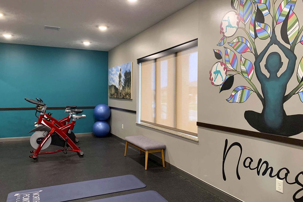 our gym is equipped with a bike and yoga balls