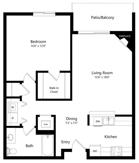the 1-bedroom Spring floorplan at Northbrook apartments in Lincoln, NE