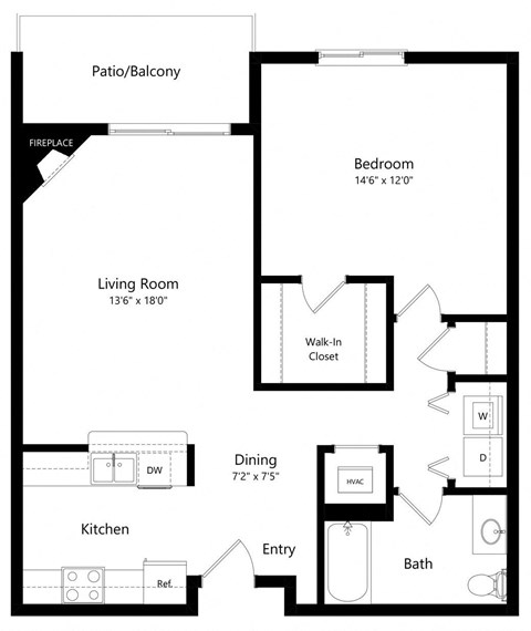 the 1-bedroom Stream floorplan at Northbrook apartments in Lincoln, NE
