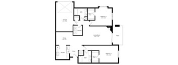 the 2-bed Harbor floorplan at Northbrook apartments in Lincoln, NE