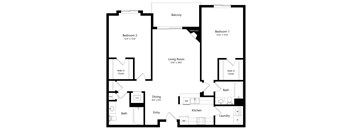 the 2-bedroom Rapids floorplan at Northbrook apartments in Lincoln, NE