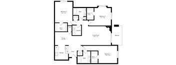 the 3-bedroom Glacier floorplan at Northbrook apartments in Lincoln, NE