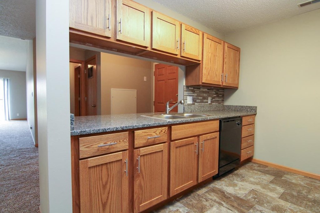 a kitchen with a counter top and a sink