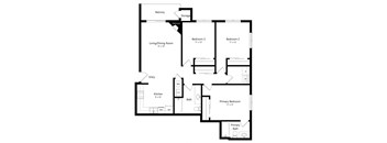 3-bed Banyan floorplan at Northridge Heights Apartments in Lincoln, NE