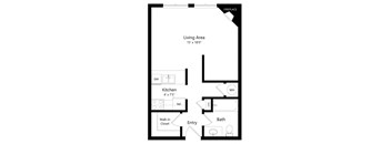 Studio Bonsai floorplan at Northridge Heights Apartments in Lincoln, NE