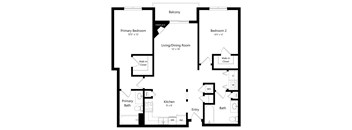 2-bed Cypress floorplan at Northridge Heights Apartments in Lincoln, NE