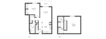 2-bed Evergreen floorplan at Northridge Heights Apartments in Lincoln, NE