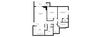 2-bed Juniper floorplan at Northridge Heights Apartments in Lincoln, NE