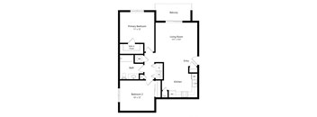 2-bed Linden floorplan at Northridge Heights Apartments in Lincoln, NE