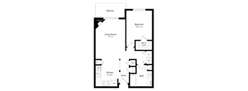 1-bed Maple floorplan at Northridge Heights Apartments in Lincoln, NE