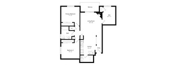 2-bed Poplar floorplan with a den at Northridge Heights Apartments in Lincoln, NE