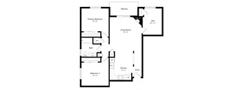 2-bed Sequoia with den floorplan at Northridge Heights Apartments in Lincoln, NE