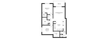 2-bed Willow floorplan at Northridge Heights Apartments in Lincoln, NE