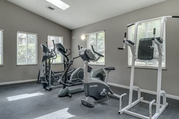 Fitness center with cardio equipment at Northridge Heights Apartments in north Lincoln.