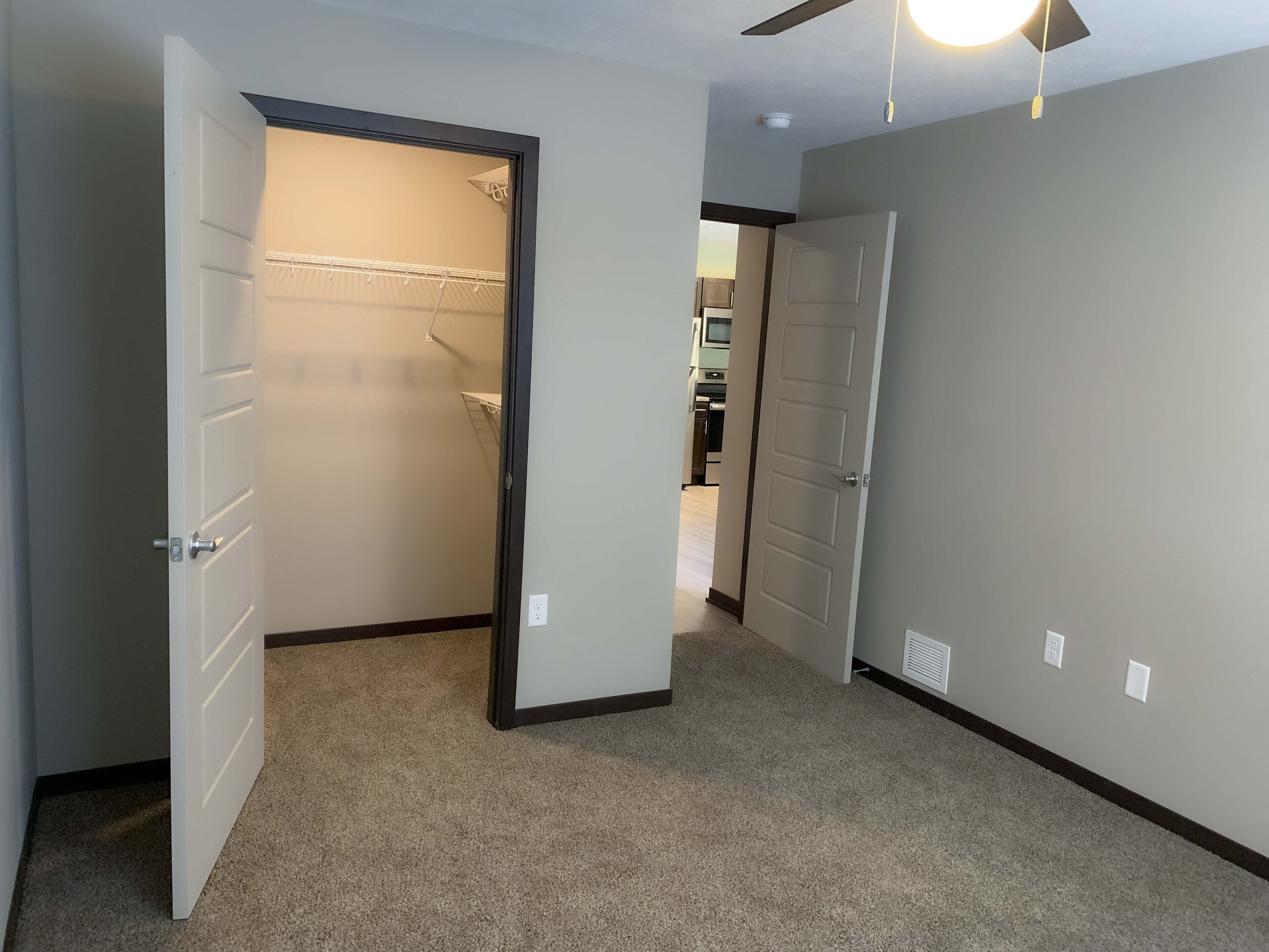 Renovated bedroom with large walk in closet at Northridge Heights in north Lincoln
