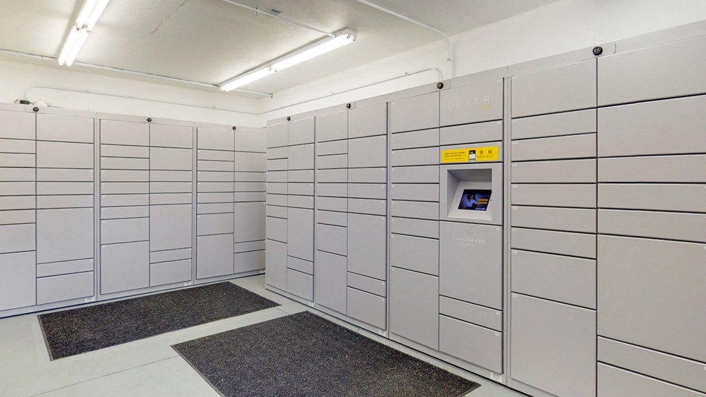 Luxer electronic package lockers in the clubhouse at Northridge Heights