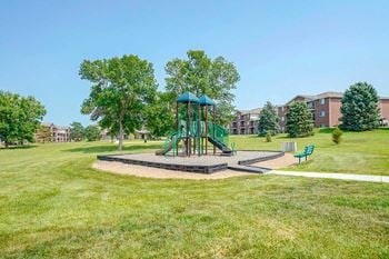 Children's playground with climbing structures