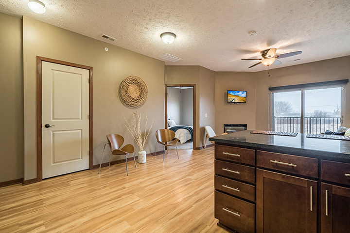 Interiors- Open-concept living in an apartment at the Villas of Omaha Butler Ridge in Omaha NE