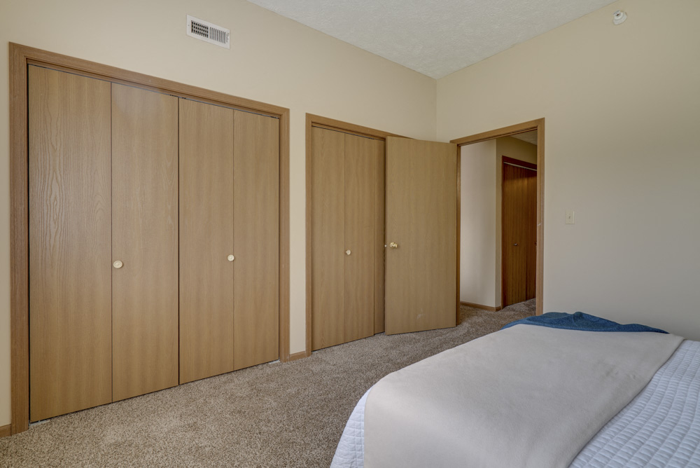 Two closets in the bedroom for storage at Pine Lake Heights apartments