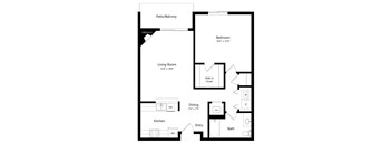 the 1-bedroom Stream floorplan at Pinebrook apartments in Lincoln, NE