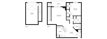 the 1-bedroom Waterfall floorplan at Pinebrook apartments in Lincoln, NE