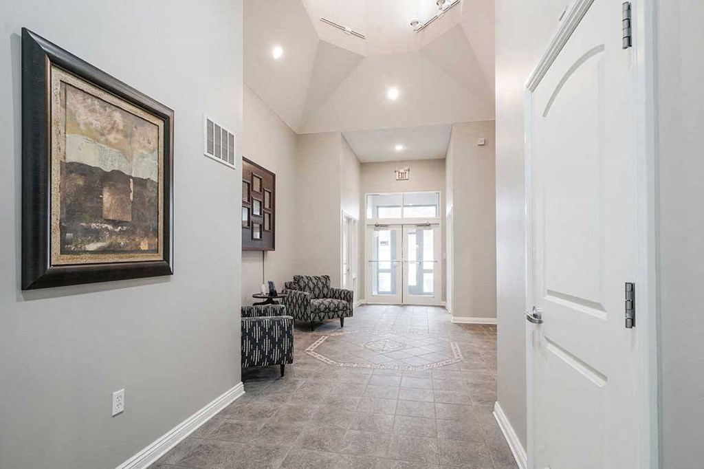 the front lobby with arm chairs