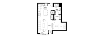 Willow floor plan with 1 bedroom and 1 bathroom at The Rowan luxury residences in Eagan MN 55122