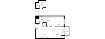 Basswood floor plan with 1 bedroom and 1 bathroom at The Rowan luxury residences in Eagan MN 55122