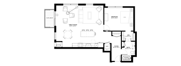 Birch floor plan with 1 bedroom and 1 bathroom at The Rowan luxury residences in Eagan MN 55122