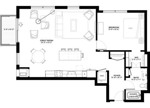 Birch floor plan with 1 bedroom and 1 bathroom at The Rowan luxury residences in Eagan MN 55122
