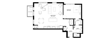 Poplar floor plan with 1 bedroom and 1 bathroom at The Rowan luxury residences in Eagan MN 55122