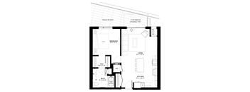 Magnolia floor plan with 1 bedroom and 1 bathroom at The Rowan luxury residences in Eagan MN 55122