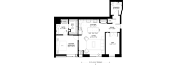 Hawthorn floor plan with 1 bedroom and 2 bathrooms at The Rowan luxury residences in Eagan MN 55122