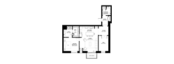 Elm floor plan with 1 bedroom and 2 bathrooms at The Rowan luxury residences in Eagan MN 55122