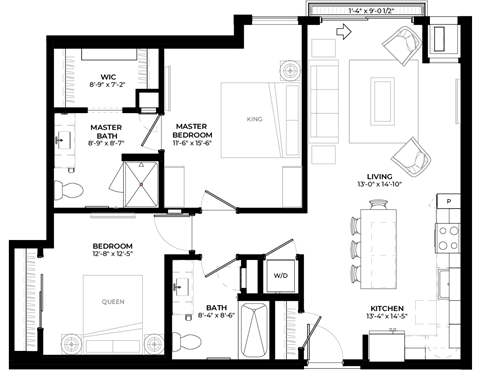 Fir floor plan with 2 bedrooms and 2 bathrooms at The Rowan luxury residences in Eagan MN 55122