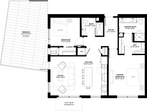 Cedar floor plan with 2 bedrooms and 2 bathrooms at The Rowan luxury residences in Eagan MN 55122
