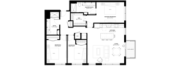 Redwood floor plan with 3 bedrooms and 2 bathrooms at The Rowan luxury residences in Eagan MN 55122