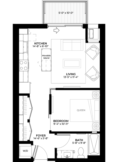 Peach studio floor plan at The Rowan luxury residences in Eagan MN 55122