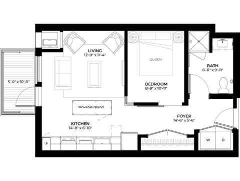 Apple studio floor plan at The Rowan luxury residences in Eagan MN 55122